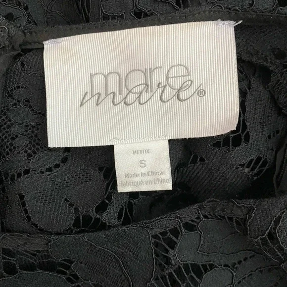 Anthropologie Mare Mare Persephone Dress 3/4 Sleeve Lace Black Size Small Petite - Picture 11 of 12
